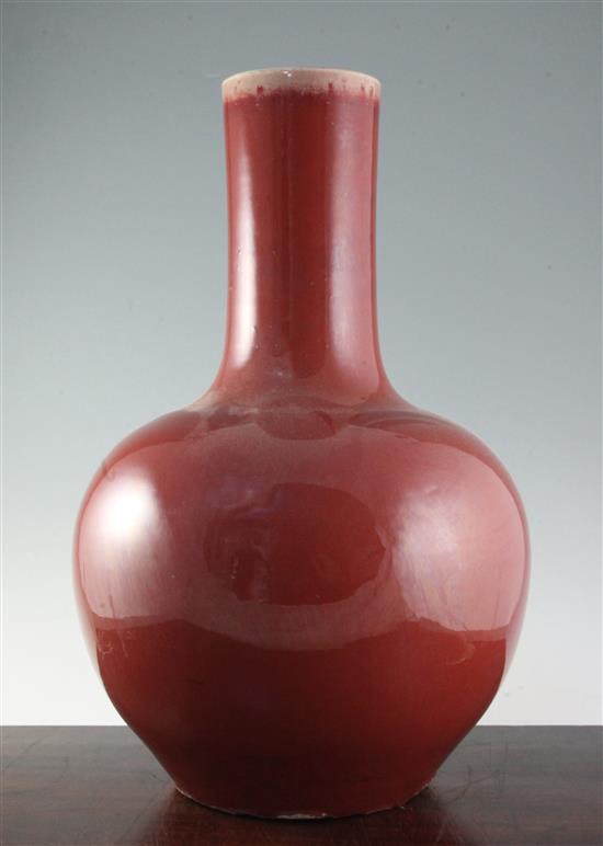 A large Chinese sang-de-boeuf glazed bottle vase, 58.5cm